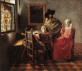 A Lady Drinking and a Gentleman Baroque Johannes Vermeer